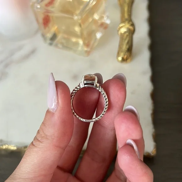 David Yurman Petite Wheaton Ring with Morganite and Pave Diamonds - Picture 7 of 9